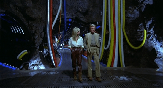 Alex and Adam stroll through the corridors of Saturn 3 (screen cap courtesy Craig Spivey).
