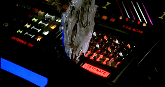 Hector remotely detonates the shuttle.