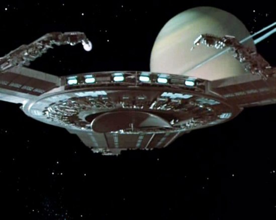 Saturn Survey space station in orbit around Saturn (screen cap courtesy dimensionfantastica.blogspot.com)